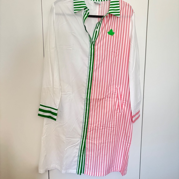 Ivy Store House AKA Contrast Stripe Ivy Poplin Shirt Dress - size L - Picture 2 of 6